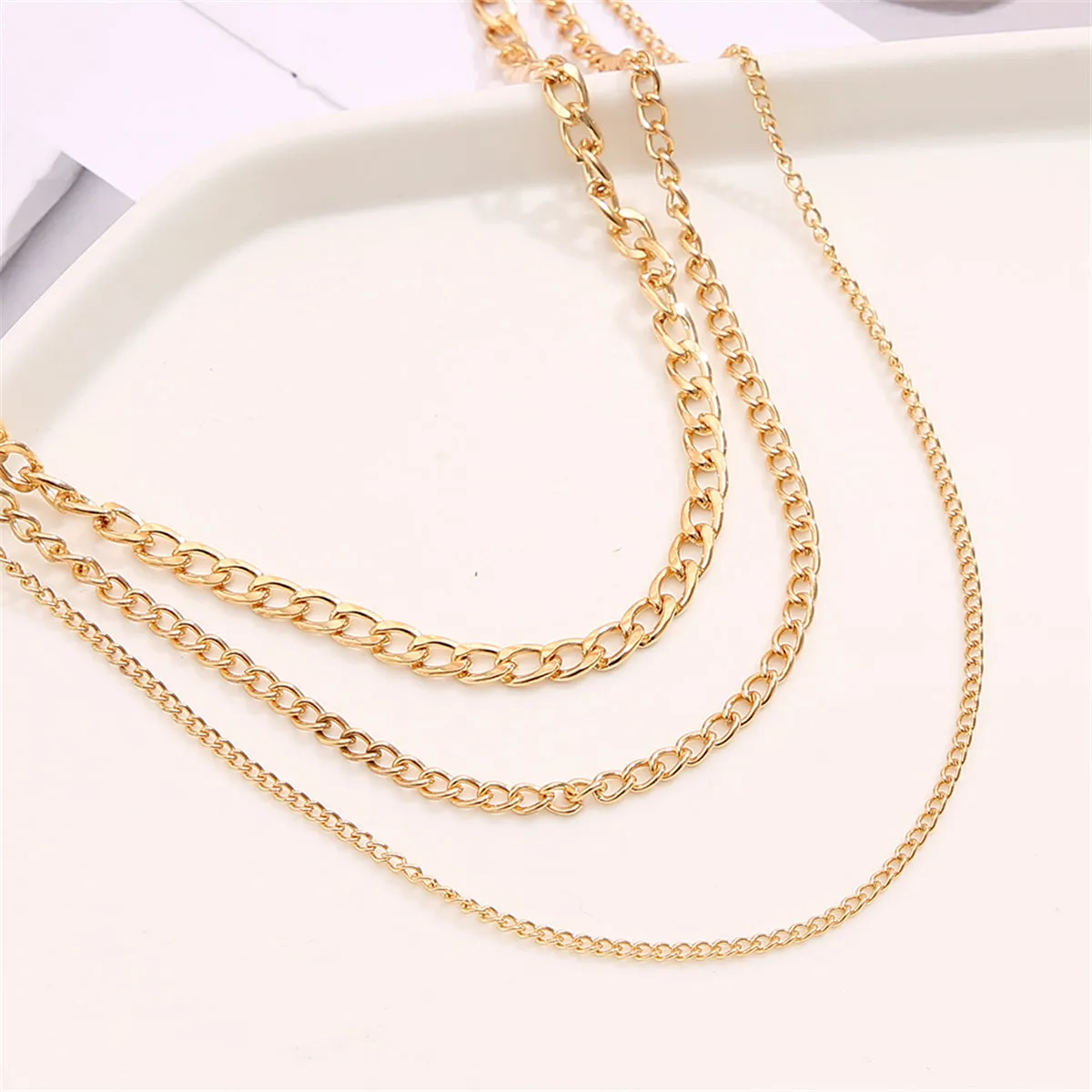 18K Gold-Plated Layered Curb Necklace