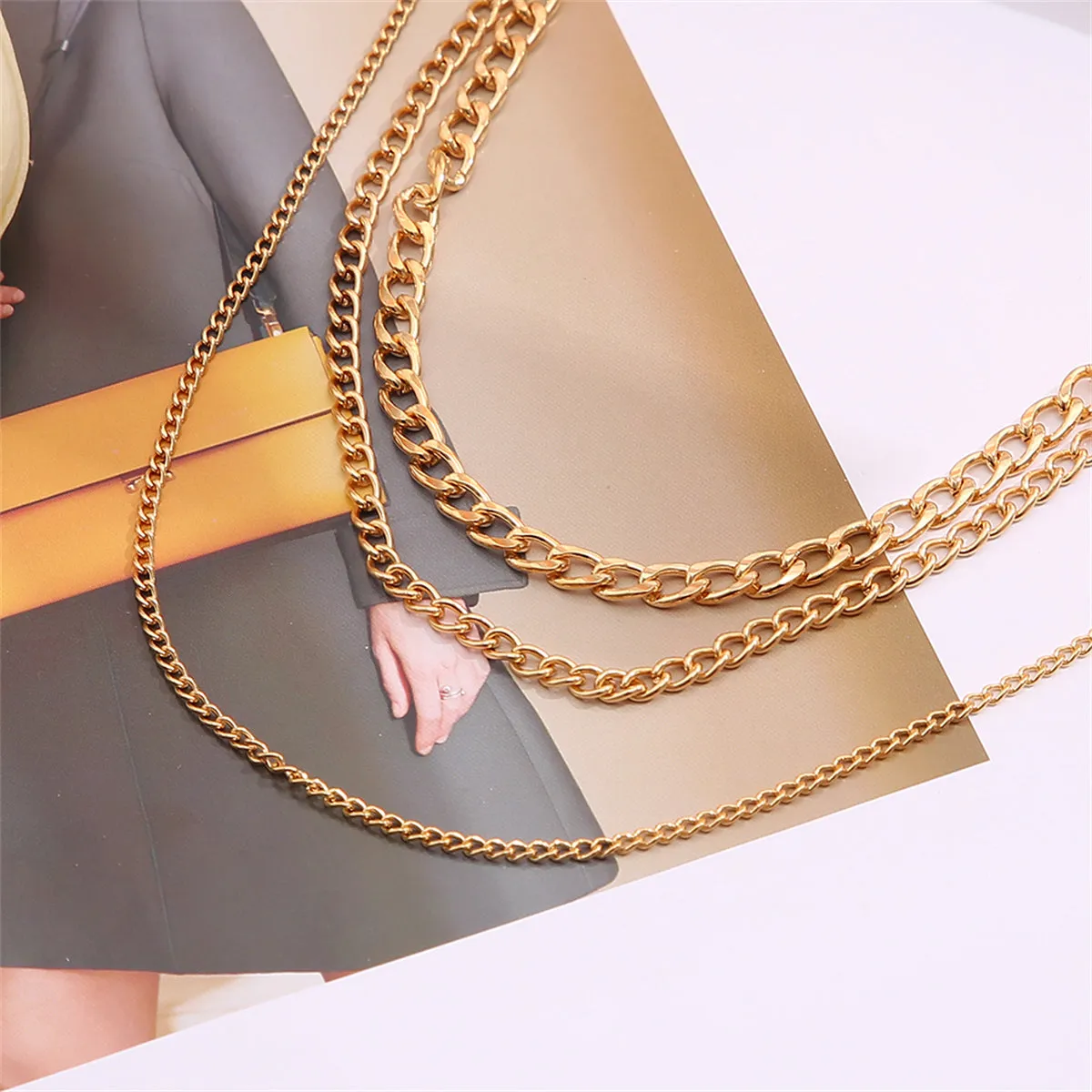 18K Gold-Plated Layered Curb Necklace