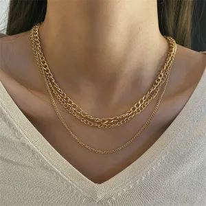 18K Gold-Plated Layered Curb Necklace