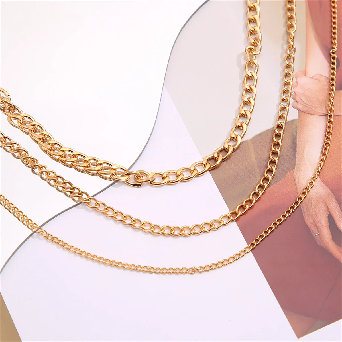 18K Gold-Plated Layered Curb Necklace