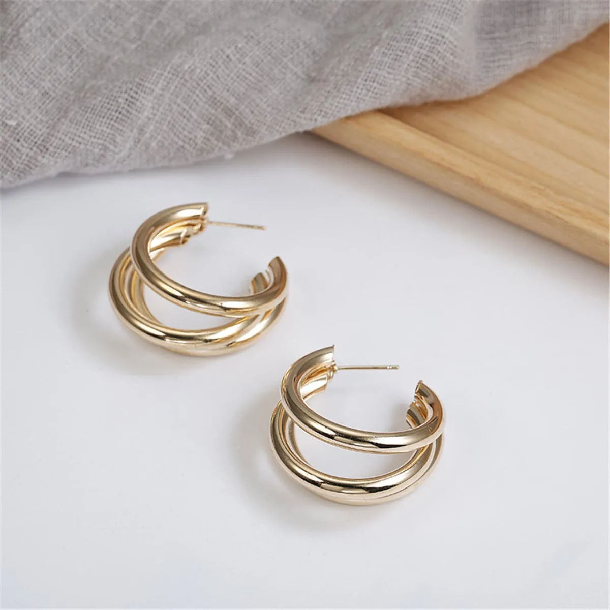 18K Gold-Plated Layered Hoop Earrings