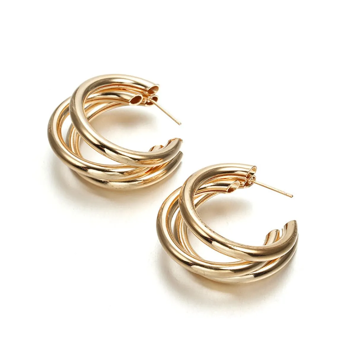 18K Gold-Plated Layered Hoop Earrings