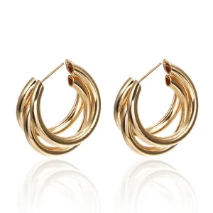 18K Gold-Plated Layered Hoop Earrings