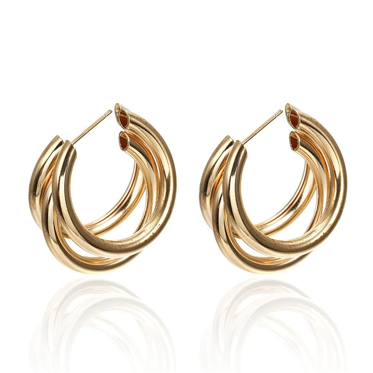 18K Gold-Plated Layered Hoop Earrings