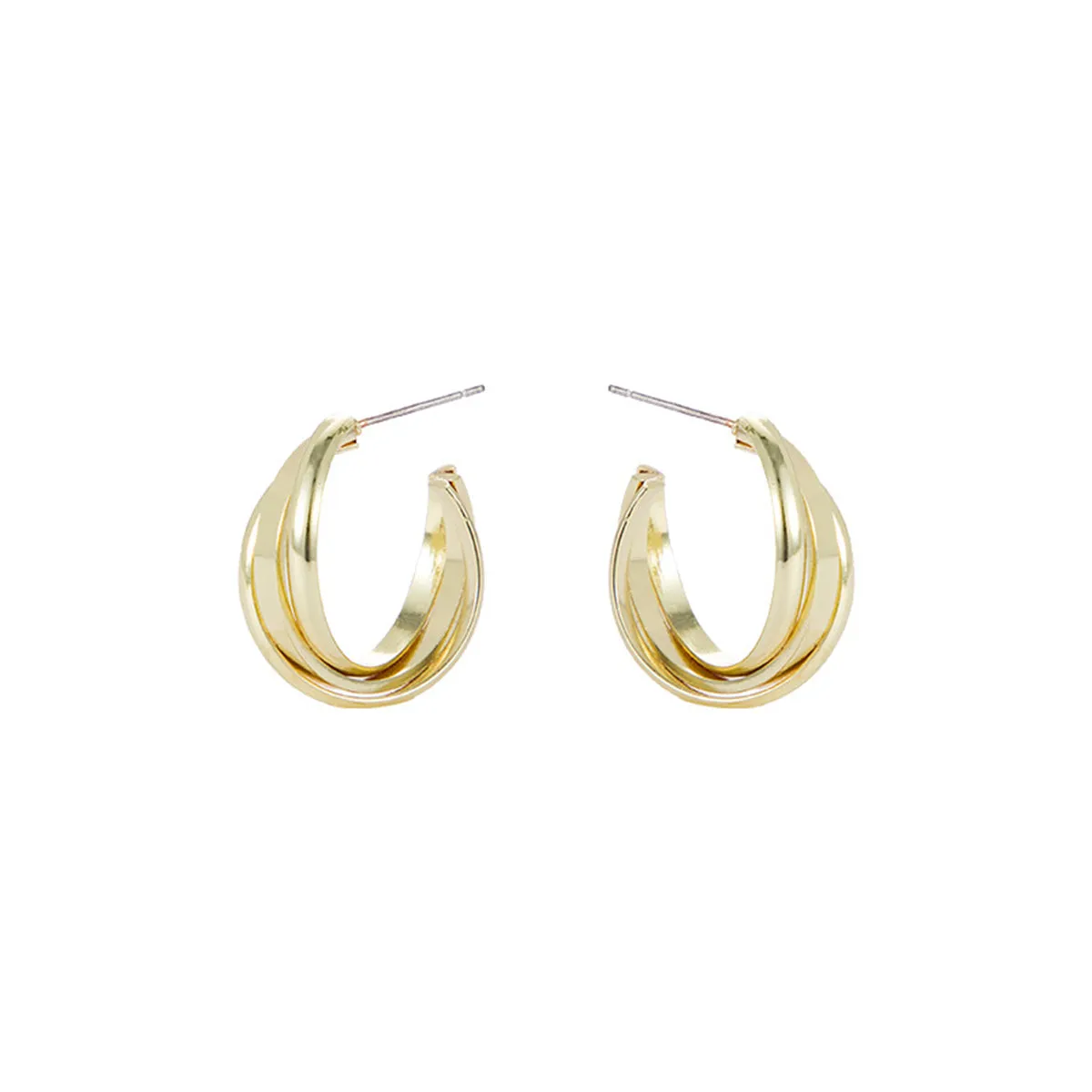 18K Gold-Plated Layered Huggie Earrings