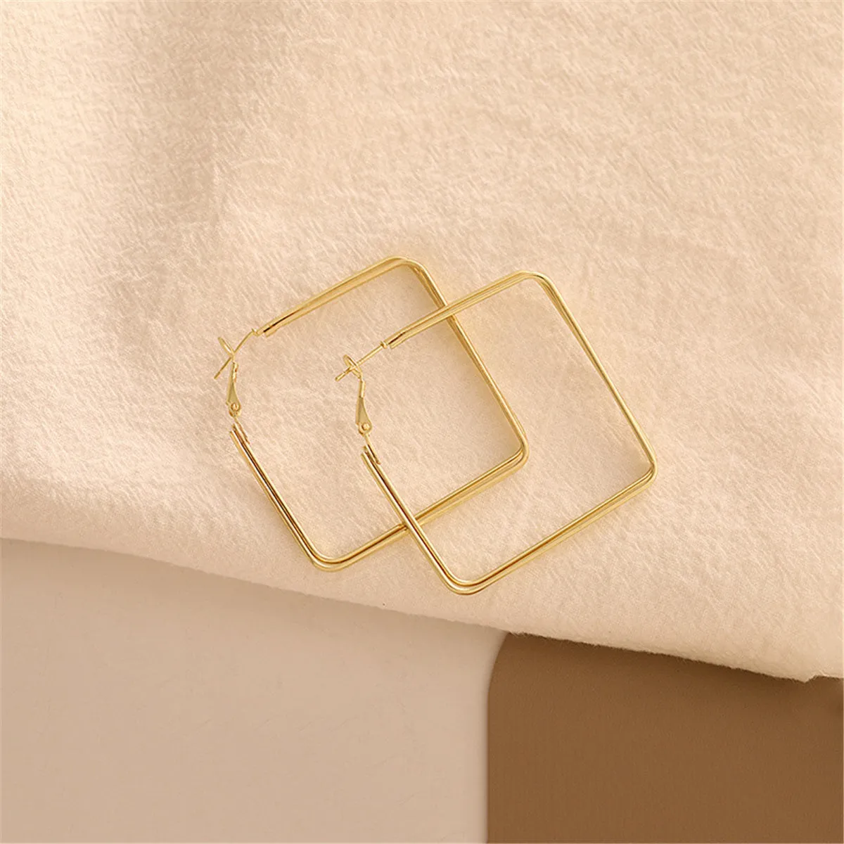 18K Gold-Plated Layered Rhombus Hoop Earrings