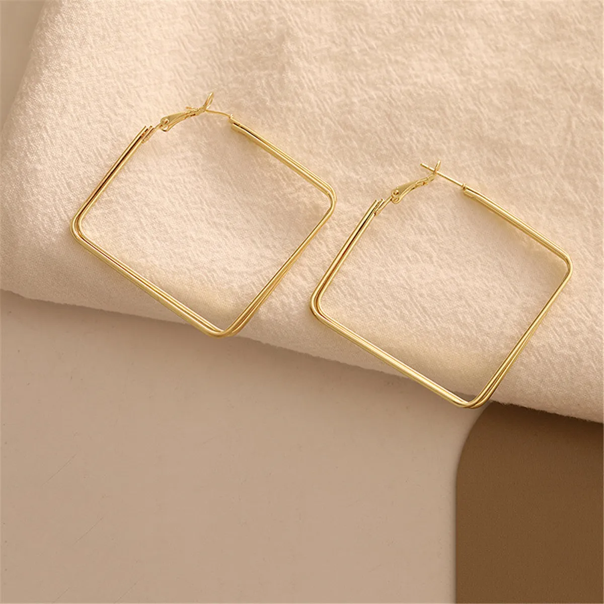 18K Gold-Plated Layered Rhombus Hoop Earrings