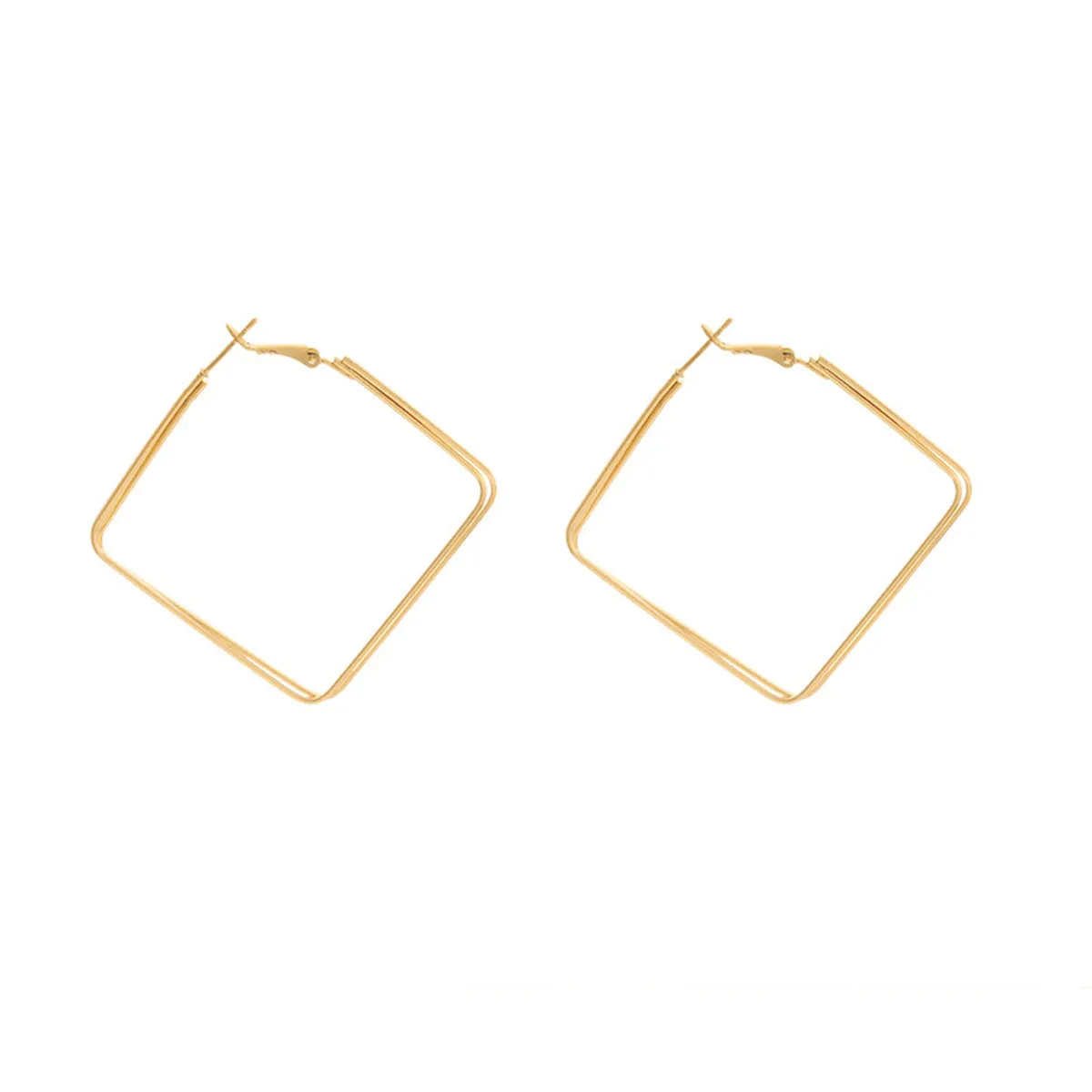 18K Gold-Plated Layered Rhombus Hoop Earrings