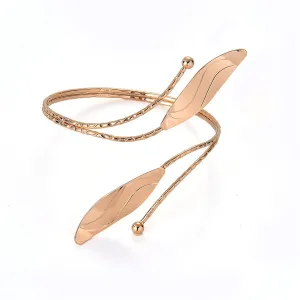 18K Gold-Plated Leaves Bypass Arm Cuff