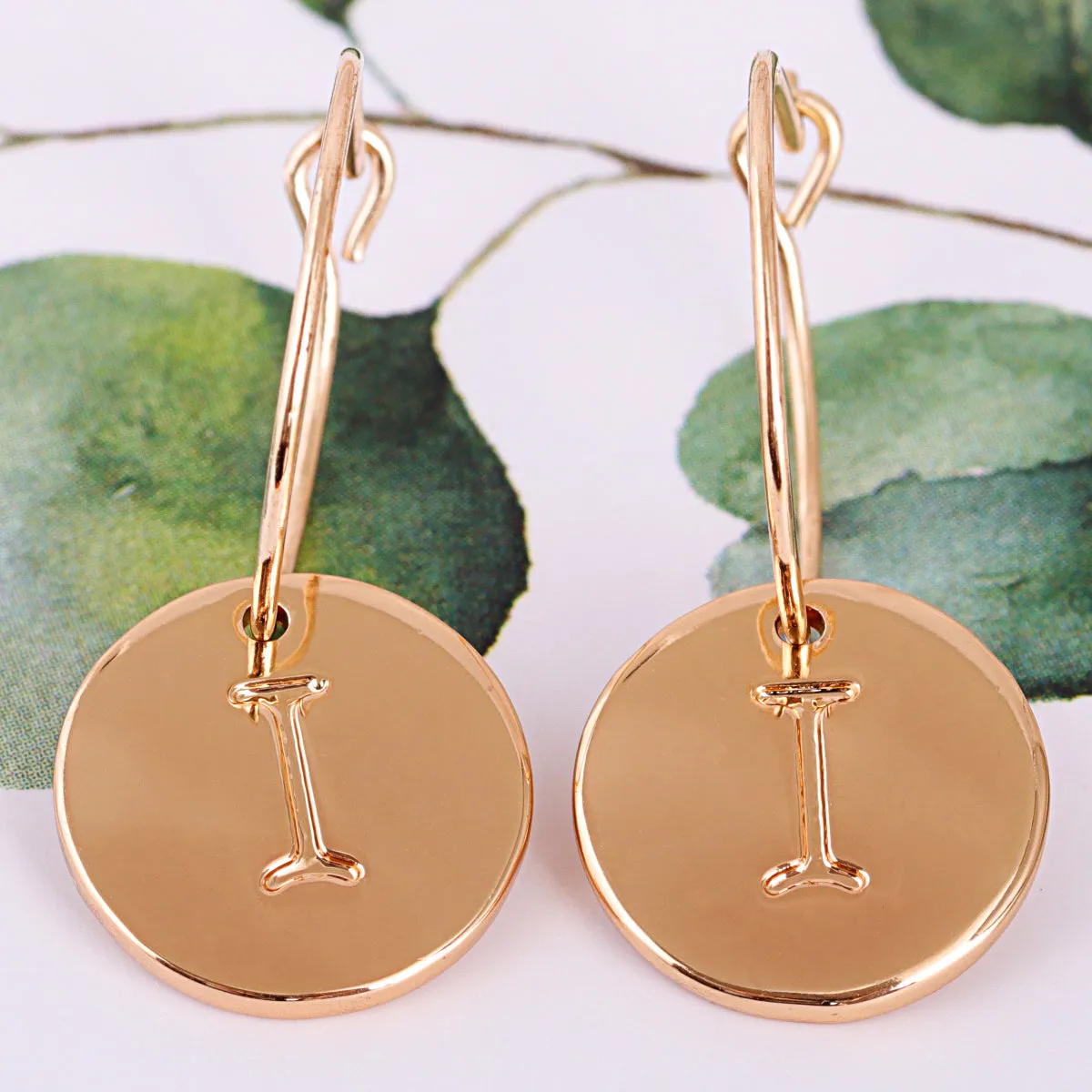 18K Gold-Plated Letter I Cut Drop Earrings