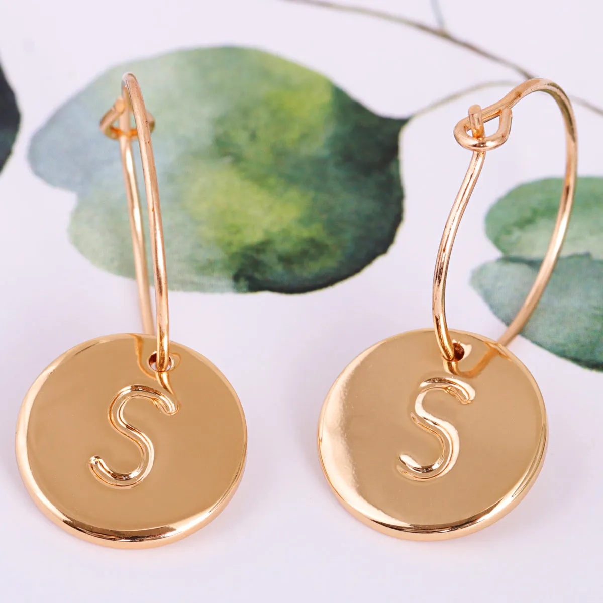 18K Gold-Plated Letter S Cut Drop Earrings