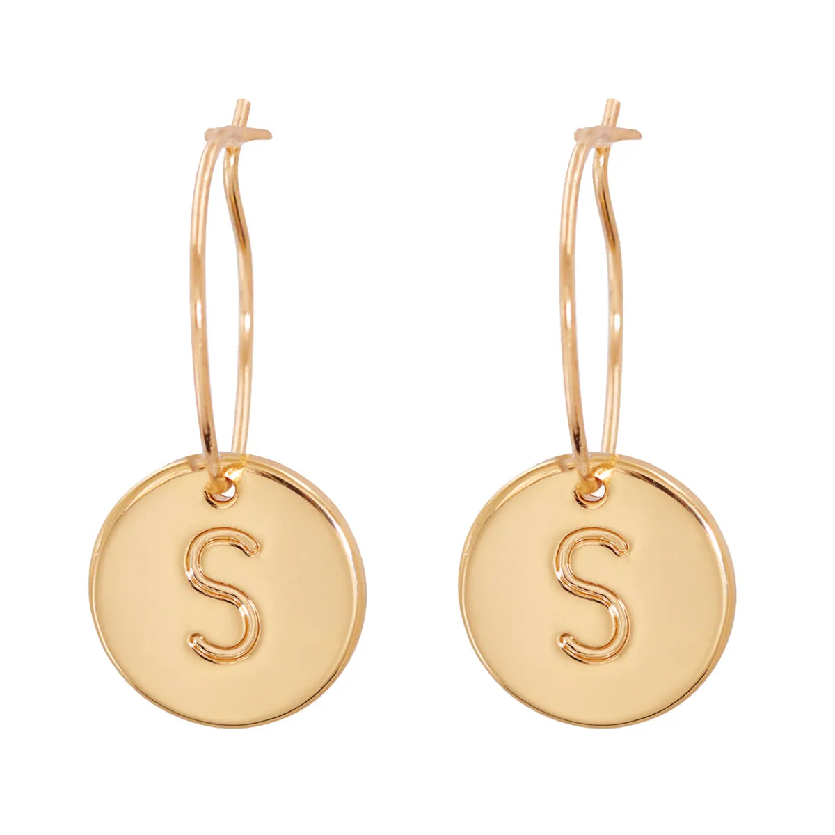 18K Gold-Plated Letter S Cut Drop Earrings