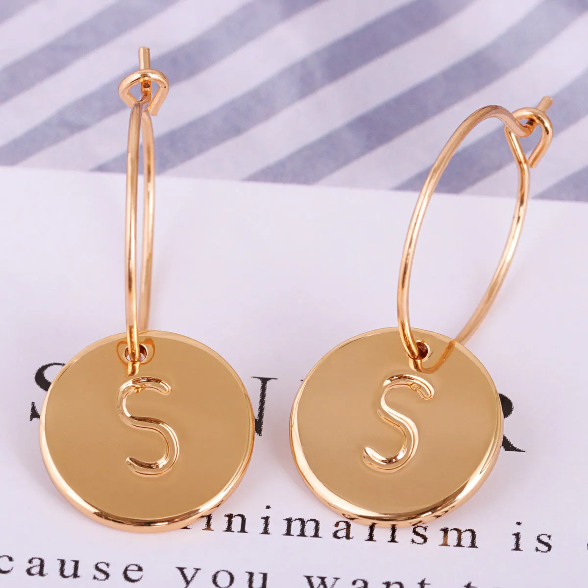 18K Gold-Plated Letter S Cut Drop Earrings