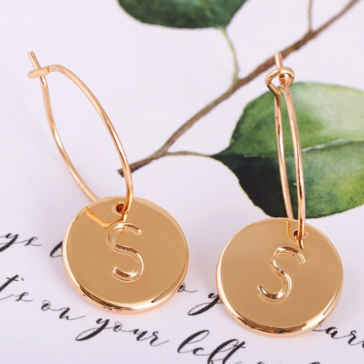 18K Gold-Plated Letter S Cut Drop Earrings