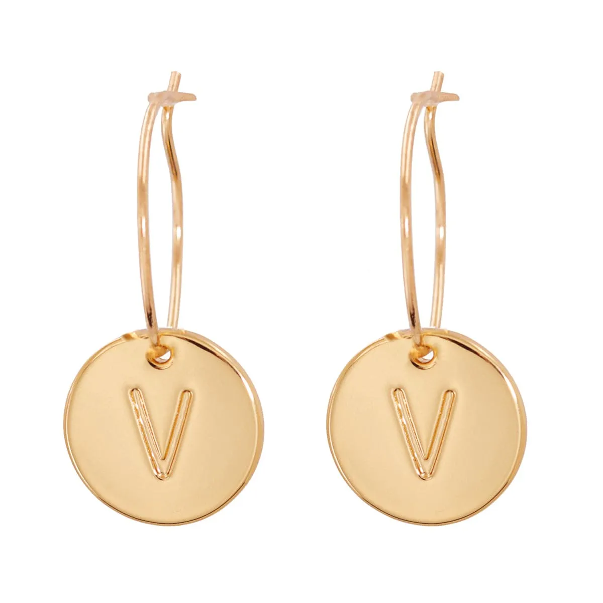 18K Gold-Plated Letter V Cut Drop Earrings