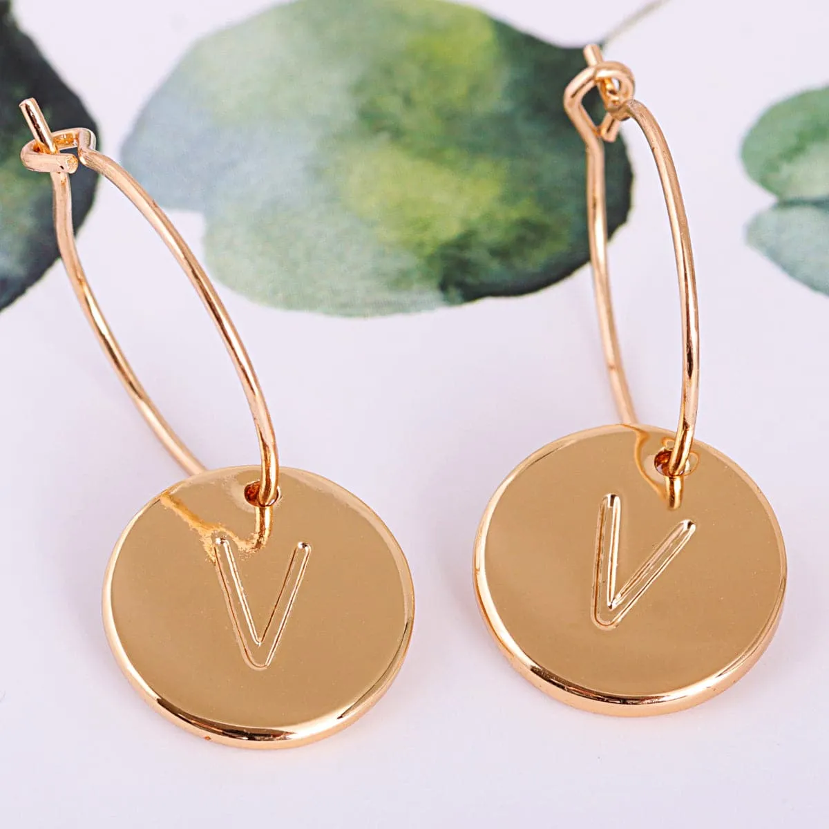 18K Gold-Plated Letter V Cut Drop Earrings
