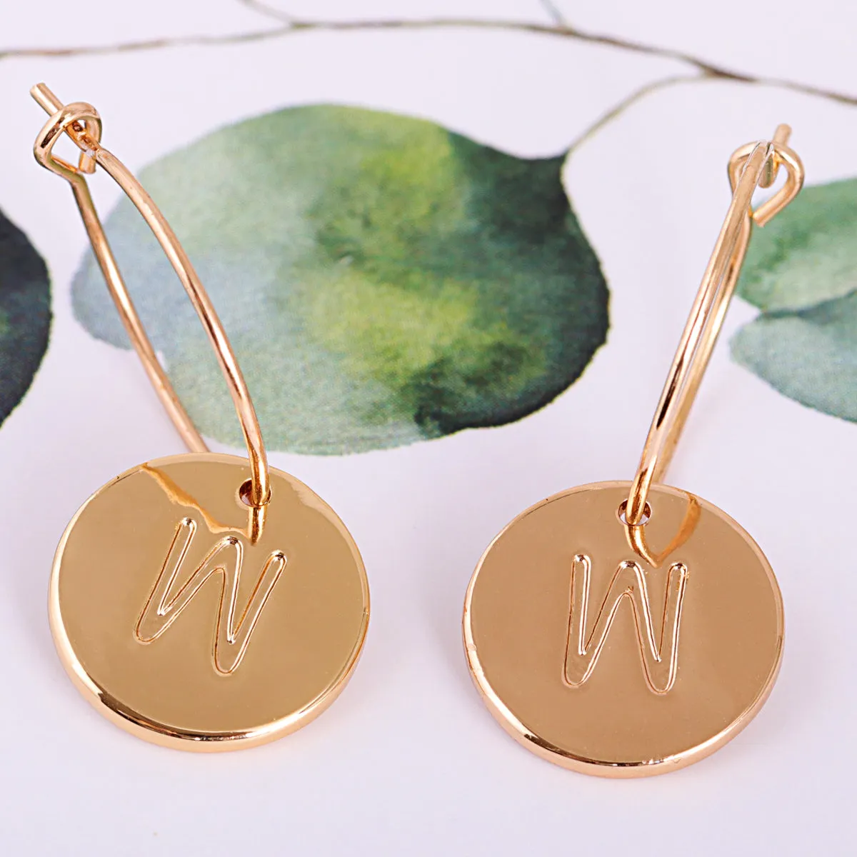 18K Gold-Plated Letter W Cut Drop Earrings