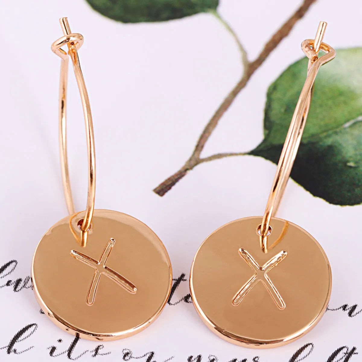 18K Gold-Plated Letter X Cut Drop Earrings