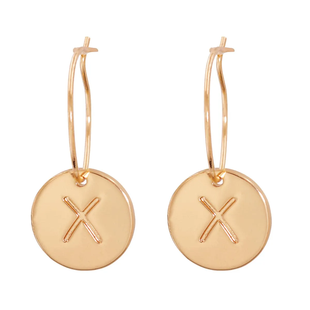 18K Gold-Plated Letter X Cut Drop Earrings