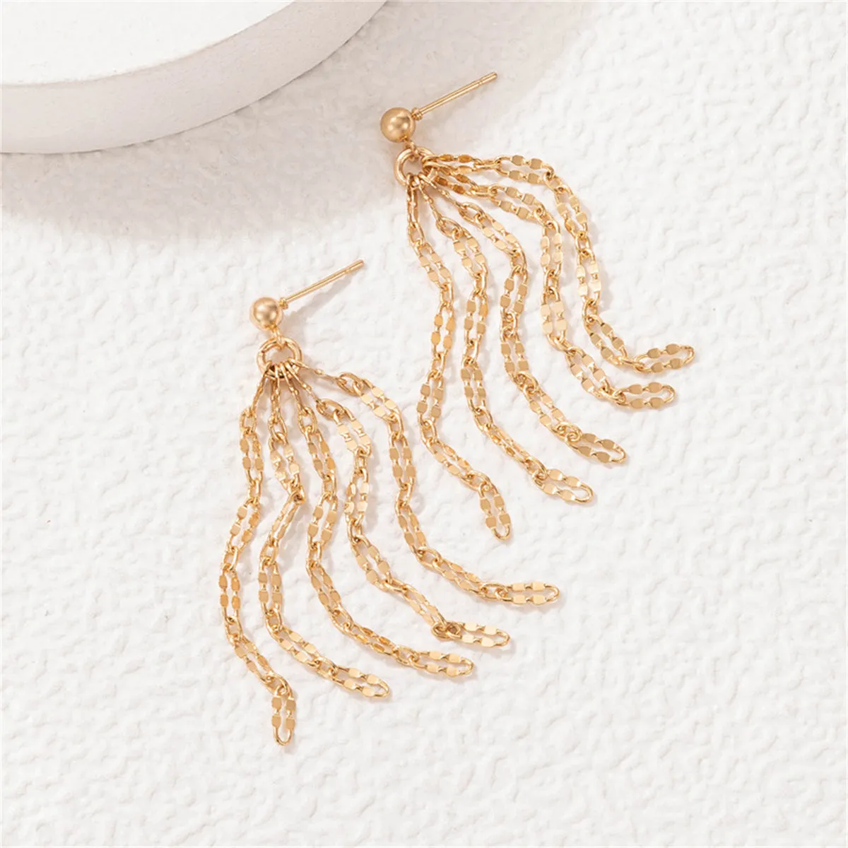 18K Gold-Plated Link Tassel Drop Earrings