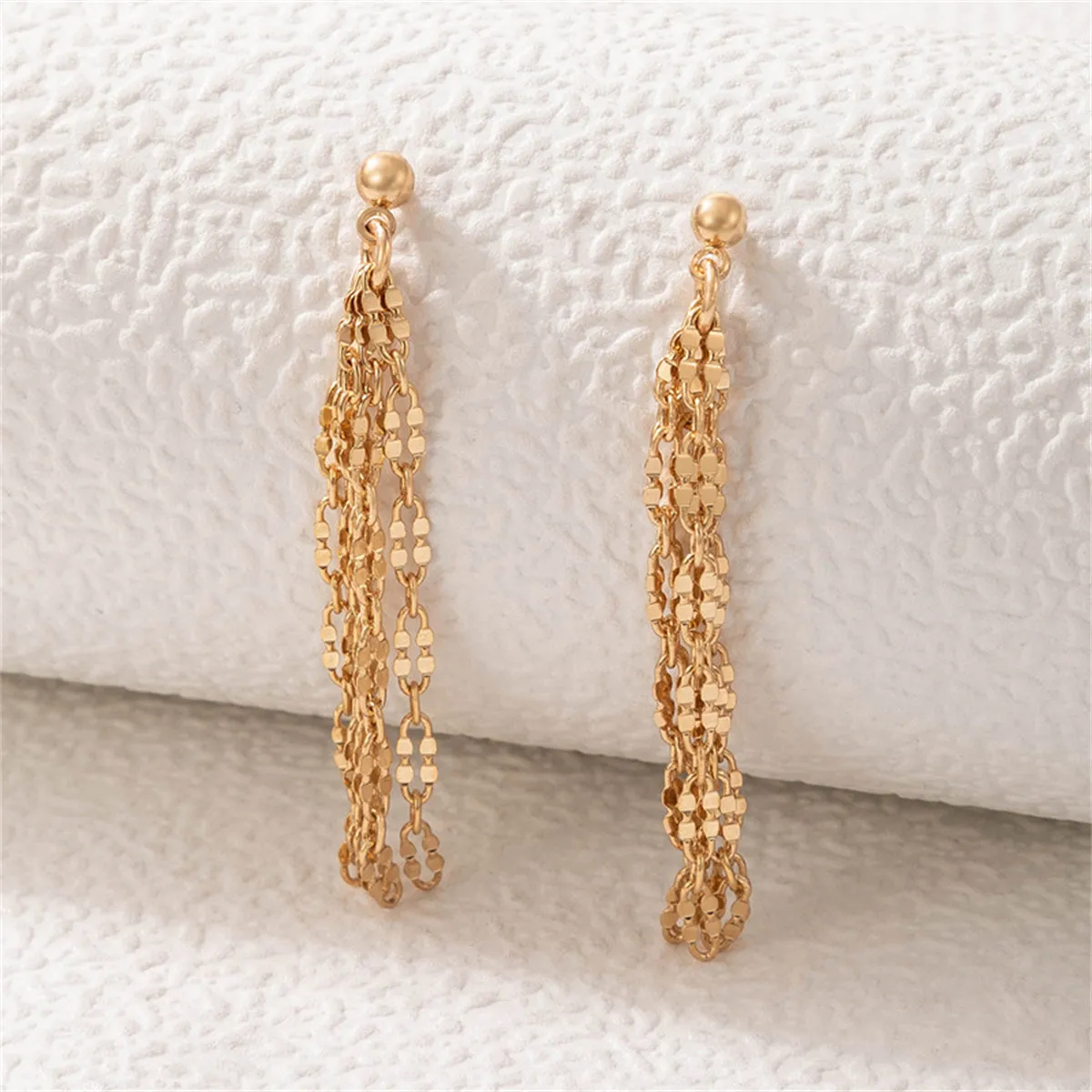 18K Gold-Plated Link Tassel Drop Earrings