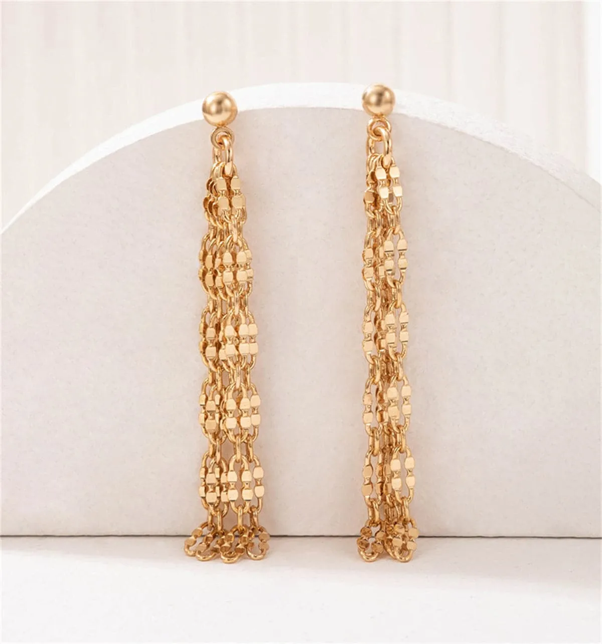 18K Gold-Plated Link Tassel Drop Earrings
