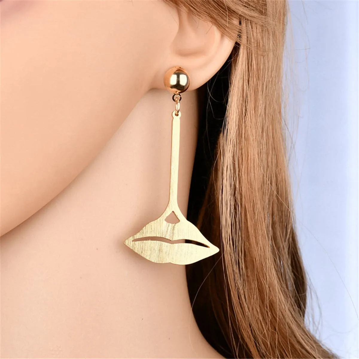 18K Gold-Plated Lips Drop Earrings