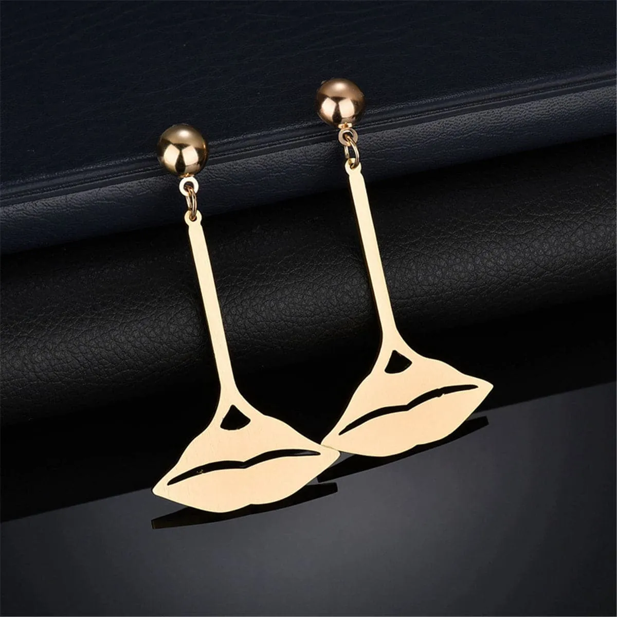 18K Gold-Plated Lips Drop Earrings