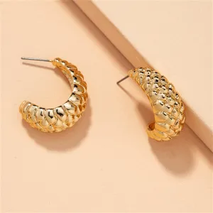 18K Gold-Plated Litchin Grain Huggie Earrings