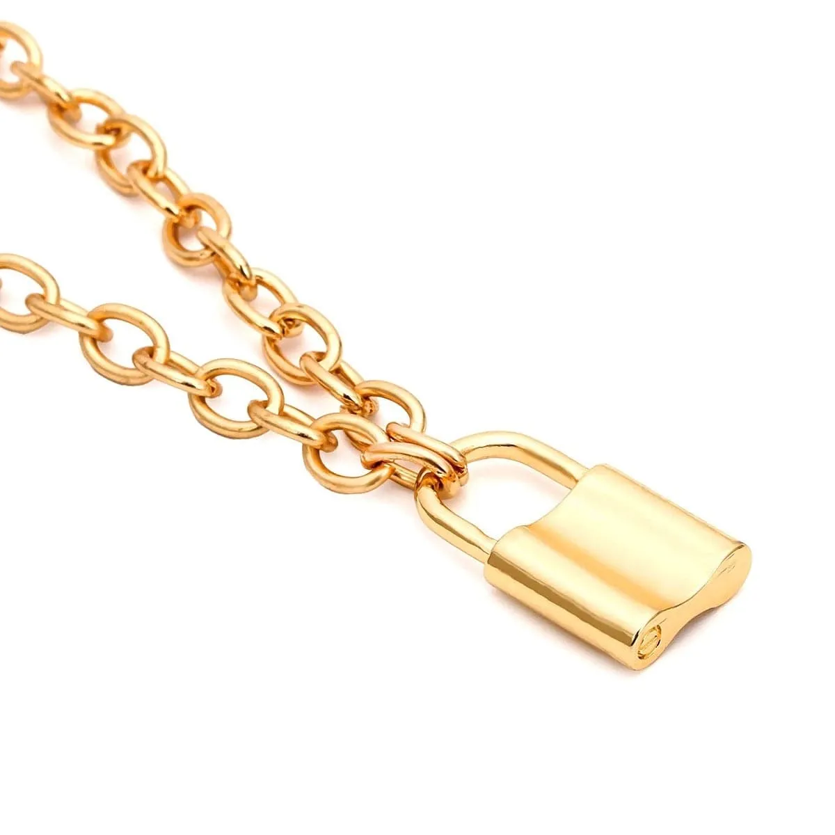18K Gold-Plated Lock Pendant Necklace
