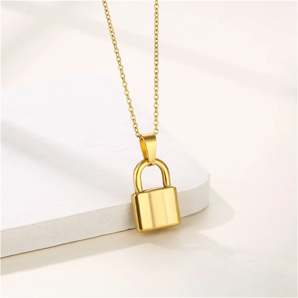 18K Gold-Plated Lock Pendant Necklace