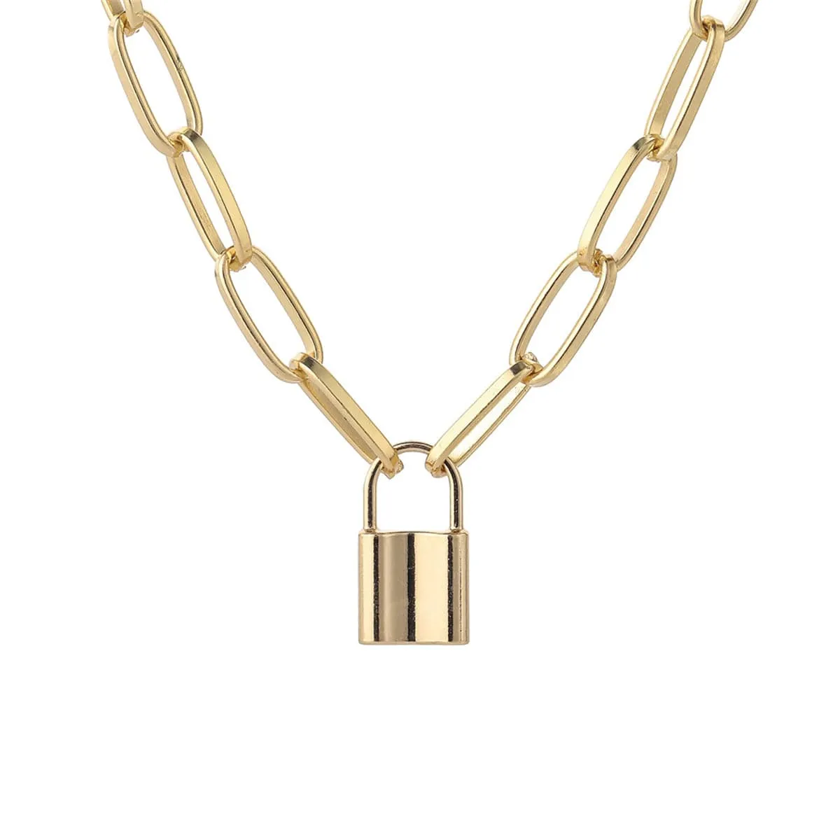 18K Gold-Plated Lock Pendant Necklace