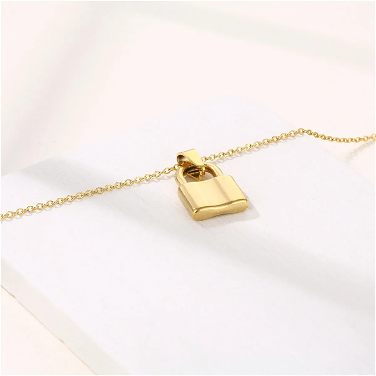 18K Gold-Plated Lock Pendant Necklace