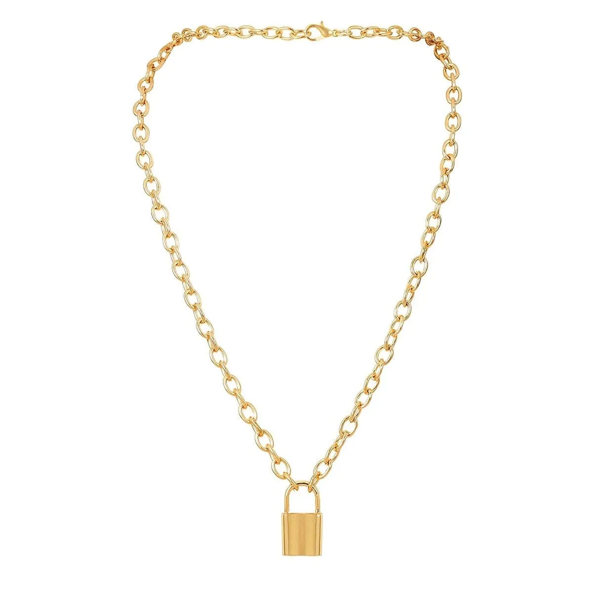 18K Gold-Plated Lock Pendant Necklace