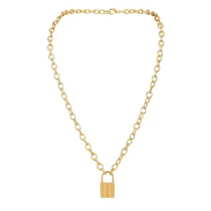 18K Gold-Plated Lock Pendant Necklace
