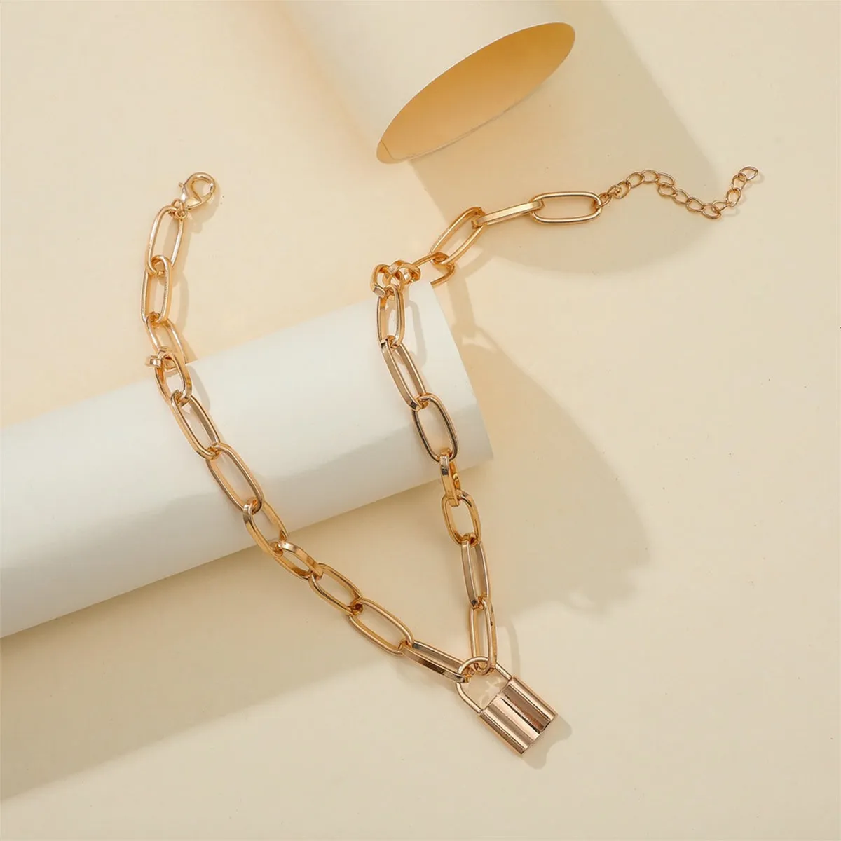 18K Gold-Plated Lock Pendant Necklace