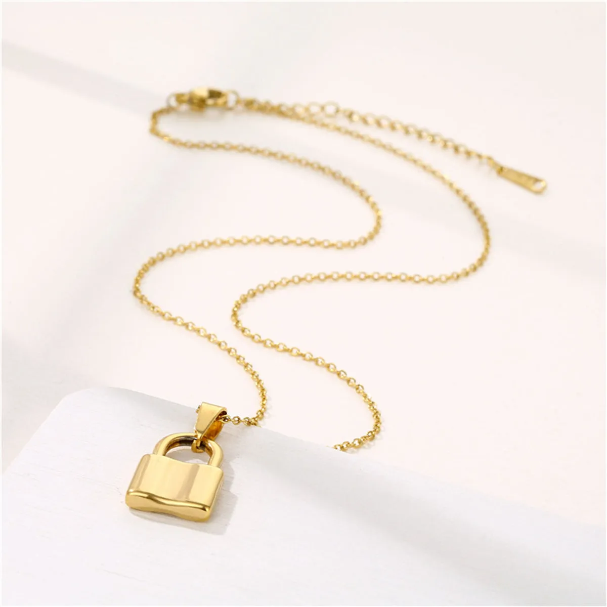 18K Gold-Plated Lock Pendant Necklace
