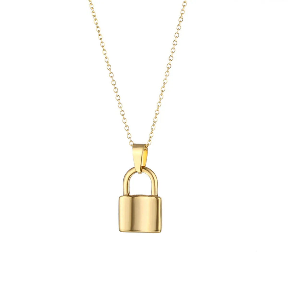 18K Gold-Plated Lock Pendant Necklace