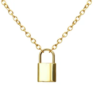 18K Gold-Plated Lock Pendant Necklace