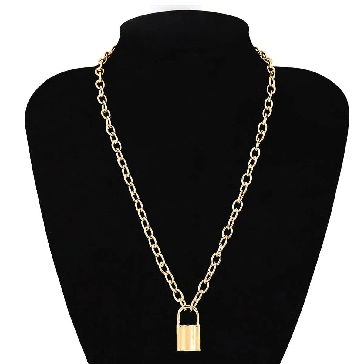 18K Gold-Plated Lock Pendant Necklace