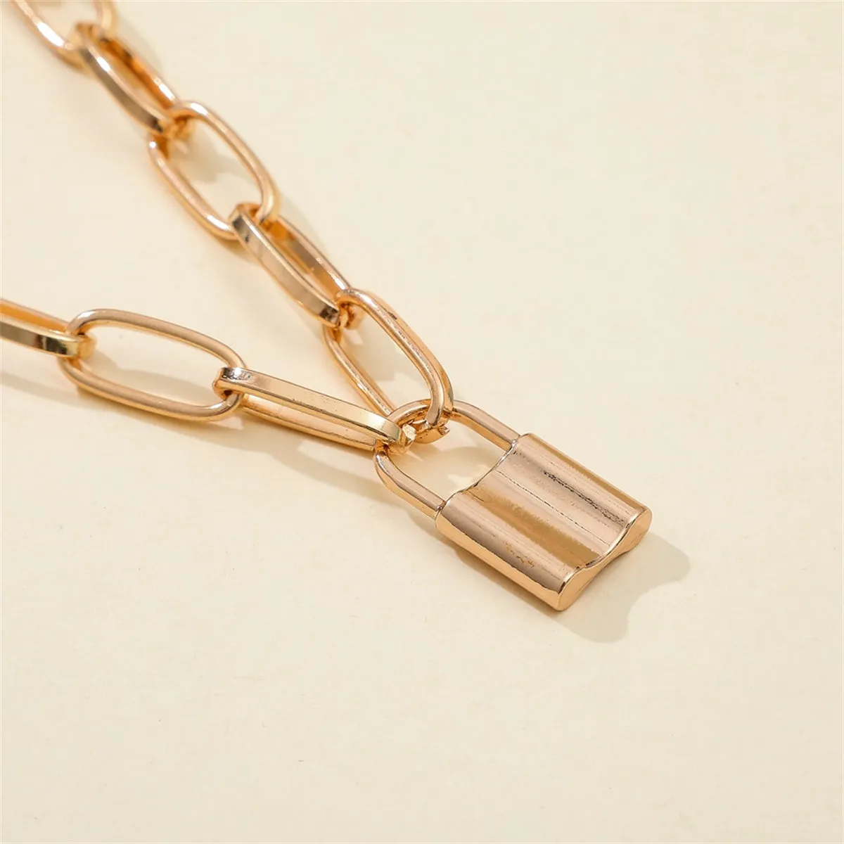 18K Gold-Plated Lock Pendant Necklace