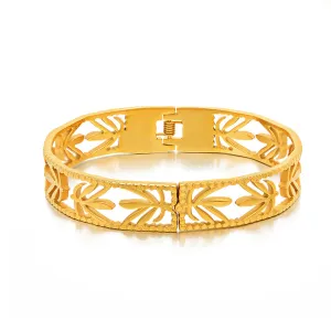 18K Gold-Plated Maple Leaf Openwork Hinge Bangle