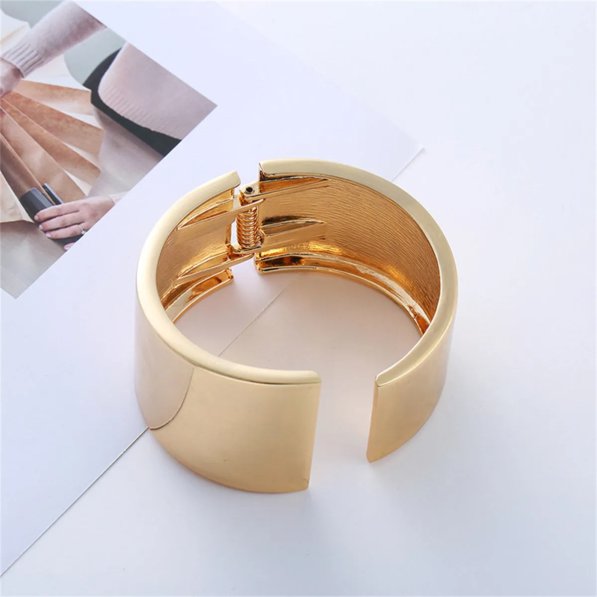 18K Gold-Plated Mismatching Wide Cuff