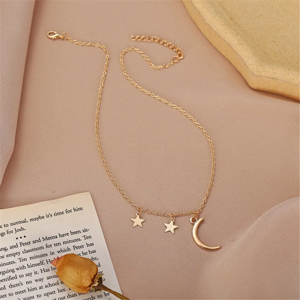 18K Gold-Plated Moon & Star Pendant Necklace