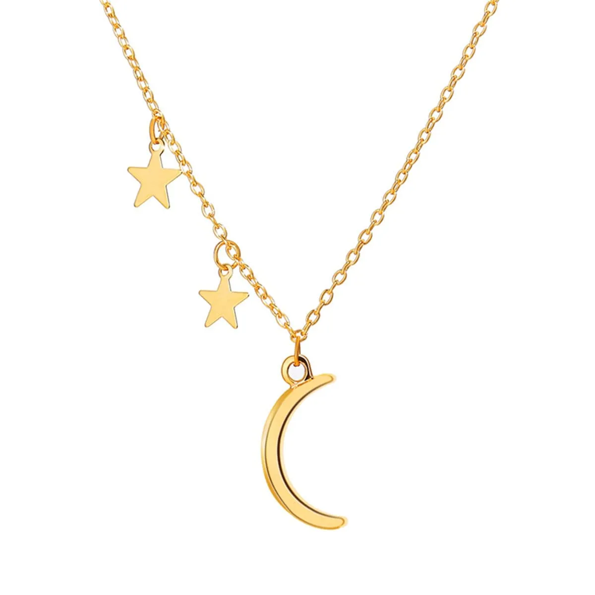 18K Gold-Plated Moon & Star Pendant Necklace