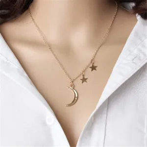18K Gold-Plated Moon & Star Pendant Necklace