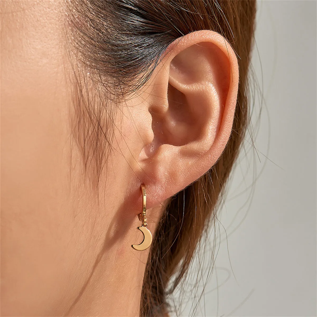 18K Gold-Plated Moon Huggie Earrings