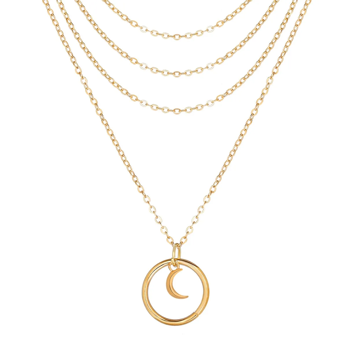 18K Gold-Plated Moon Layer Pendant Necklace