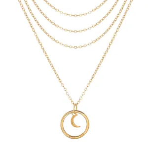 18K Gold-Plated Moon Layer Pendant Necklace