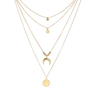 18K Gold-Plated Moon Pendant Layer Necklace